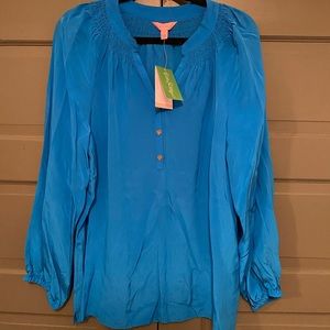 NWT Lilly Pulitzer Elsa Silk Top Blue Size Large L